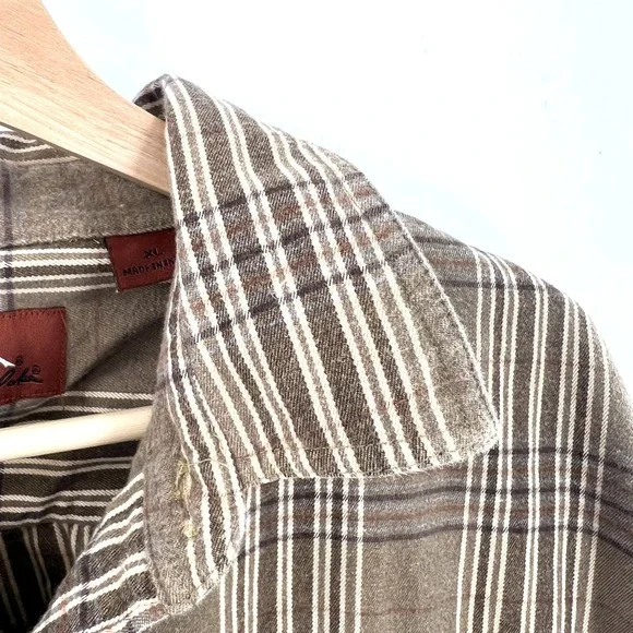 Bob Timberlake heavyweight flannel shirt outdoor cabincore work brown XL - Picture 7 of 12